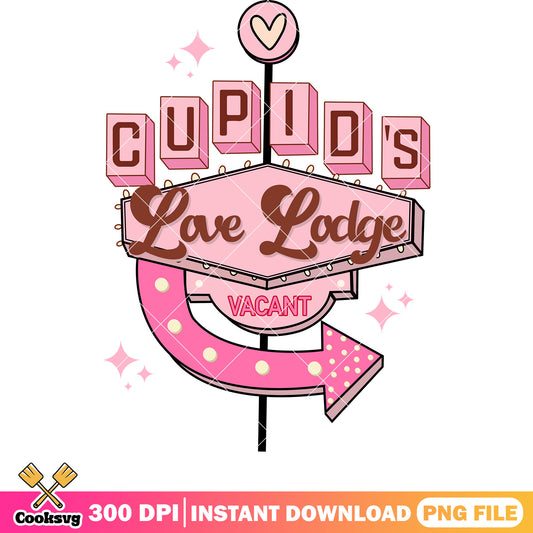 Cupids love lodge vacant valentine png, cupid valentine png