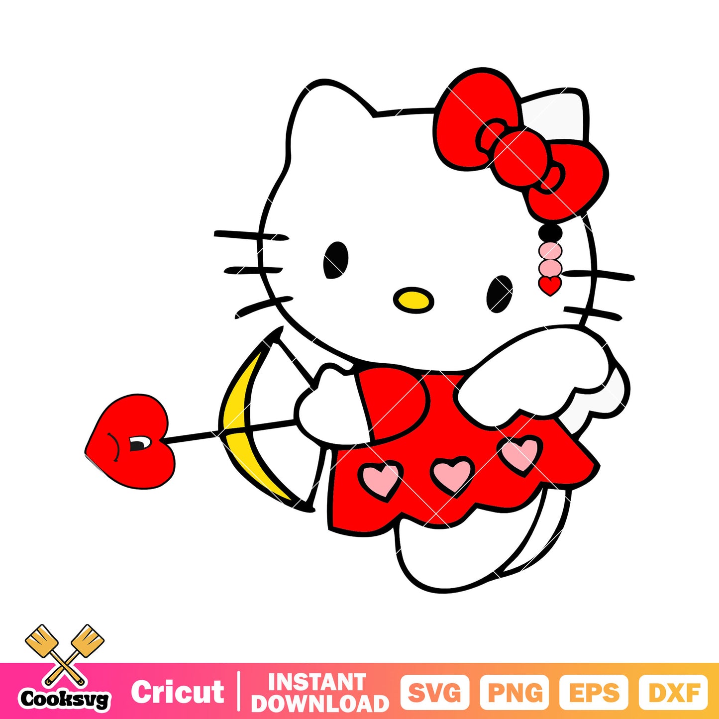 Cupid valentine hello kitty svg, cupid valentine svg, hello kitty svg