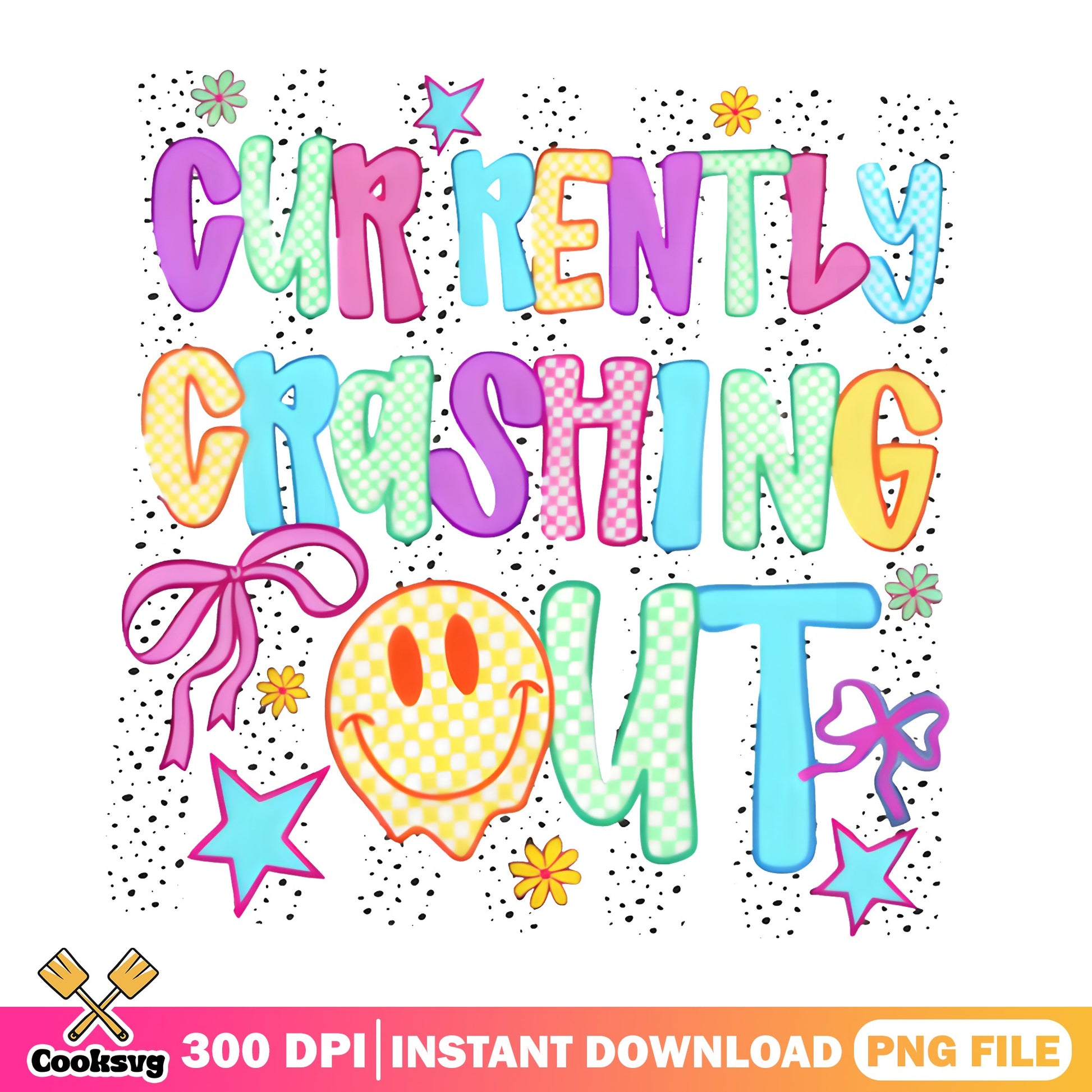 Currently Crashing Out PNG, Funny Smiley Face PNG, Retro PNG