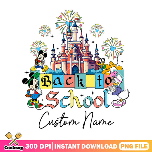 Custom name back school png, go back to school png, castle png