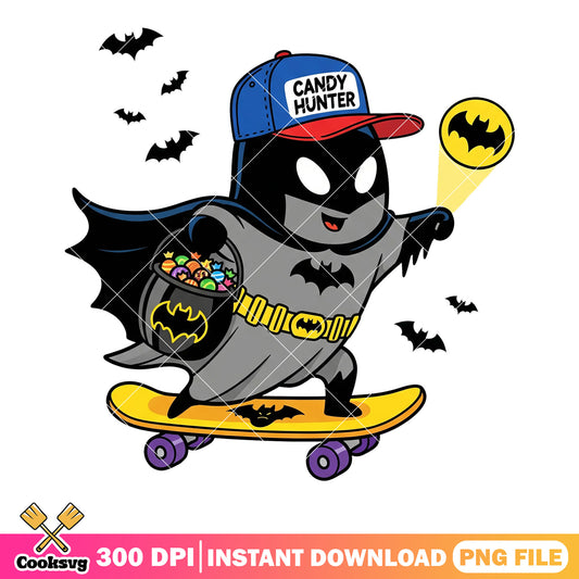 Cute Bat Ghost png, halloween skateboard​ png, marvel halloween png