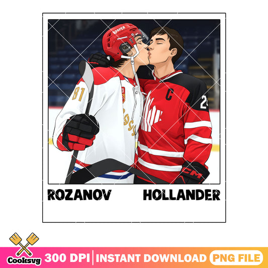 Cute Couple Heated Polaroid Sticker png, hockey romance png, hollanov png