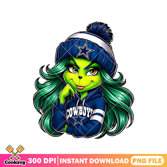 Cute Grinch Girl Dallas Cowboys png
