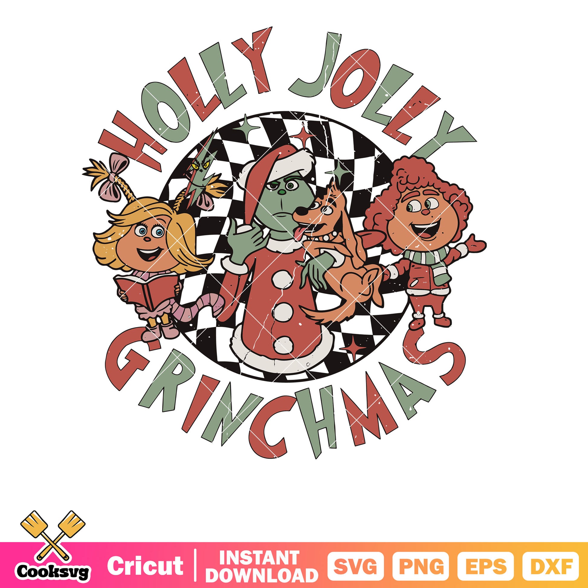 Cute Holly Jolly Grinchmasn svg, holly jolly grinchmas​ svg