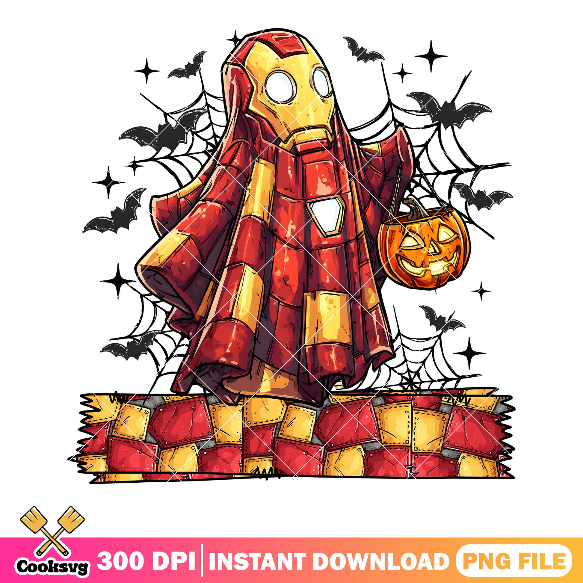 Cute Iron Ghost png, jack o lantern pumpkin​ png, marvel halloween png