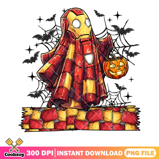 Cute Iron Ghost png, jack o lantern pumpkin​ png, marvel halloween png