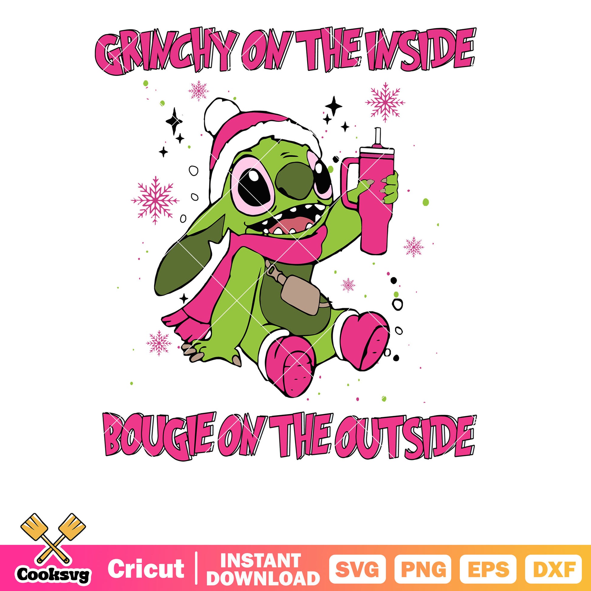 Cute Stitch Grinchy On The Inside svg, grinch and stitch​ svg, stitch christmas svg