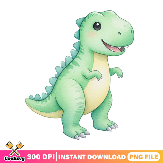 Cute Baby T-Rex Dinosaur PNG, Watercolor Dinosaur PNG, Kids PNG