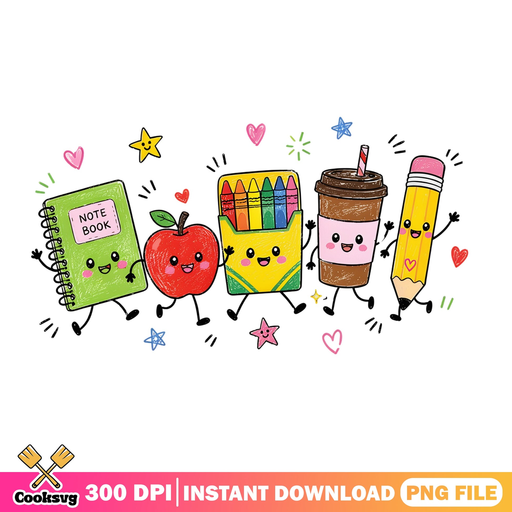 Cute Back To School Supplies PNG, Teacher Kawaii PNG, First Day Of School PNG