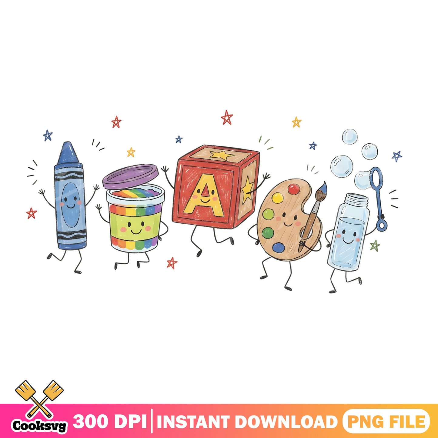 Cute Back To School Supplies PNG, Teacher PNG, Crayon PNG