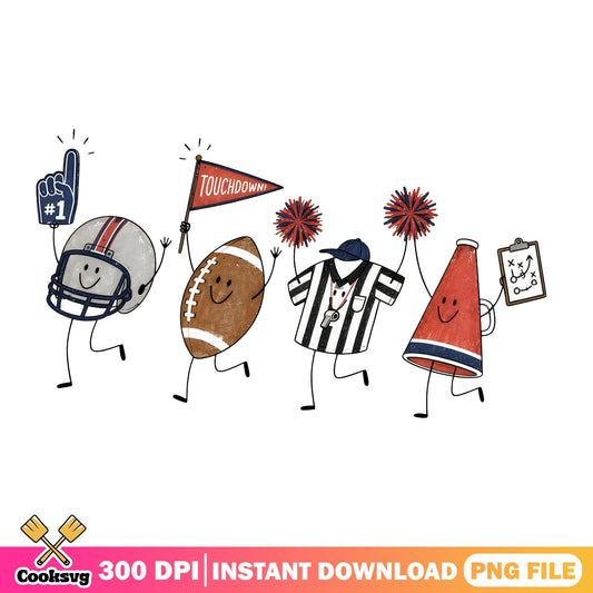 Cute Football Characters PNG, Football Season PNG, Touchdown PNG