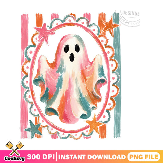 Cute Ghost Halloween PNG, Retro Ghost PNG, Spooky Season PNG