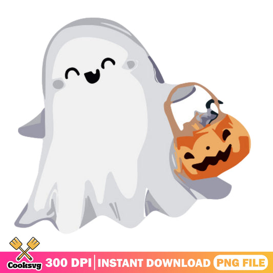 Cute Ghost Trick Or Treat Halloween PNG, Ghost PNG, Halloween PNG