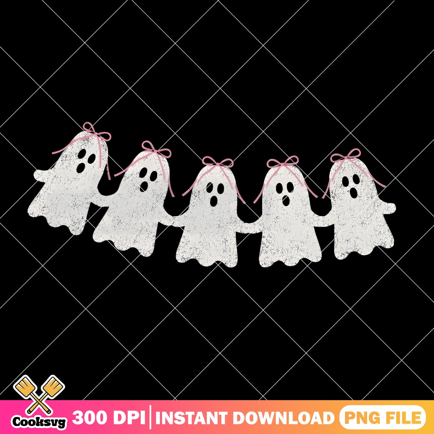 Cute Ghost With Pink Bow Halloween PNG, Ghost PNG, Spooky PNG