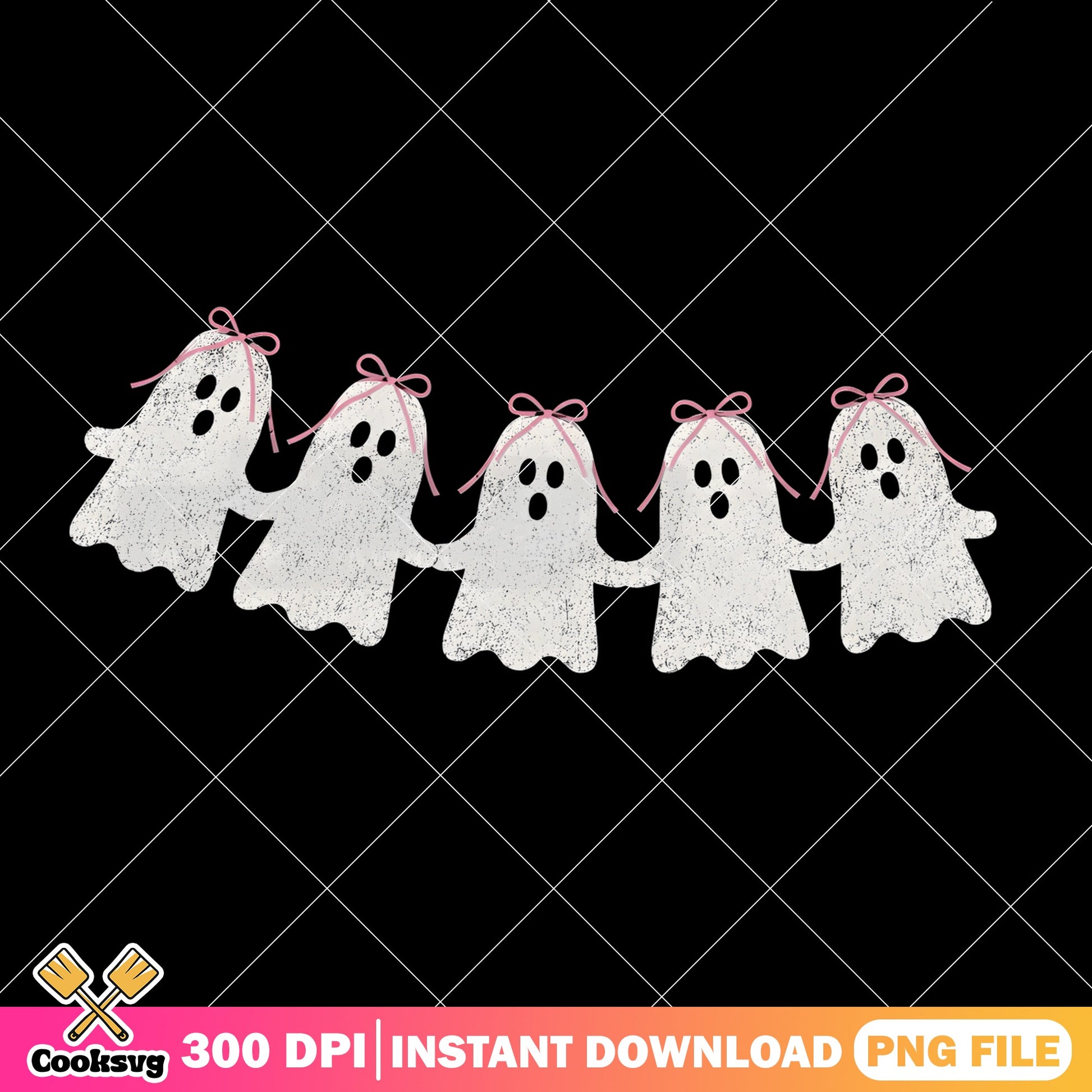 Cute Ghost With Pink Bow Halloween PNG, Ghost PNG, Spooky PNG