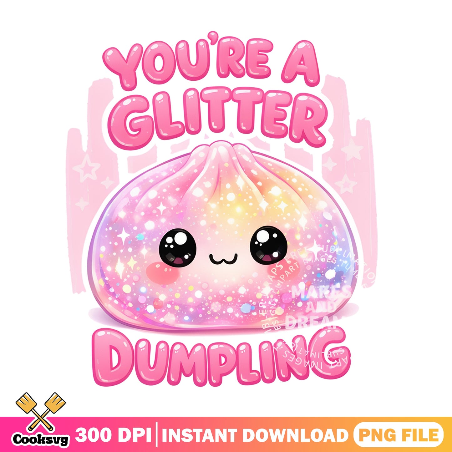 Cute Glitter Dumpling PNG, Kawaii Dumpling PNG, Funny Food PNG