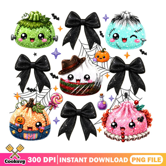 Cute Halloween Characters PNG Bundle, Spooky Kawaii PNG, Halloween PNG