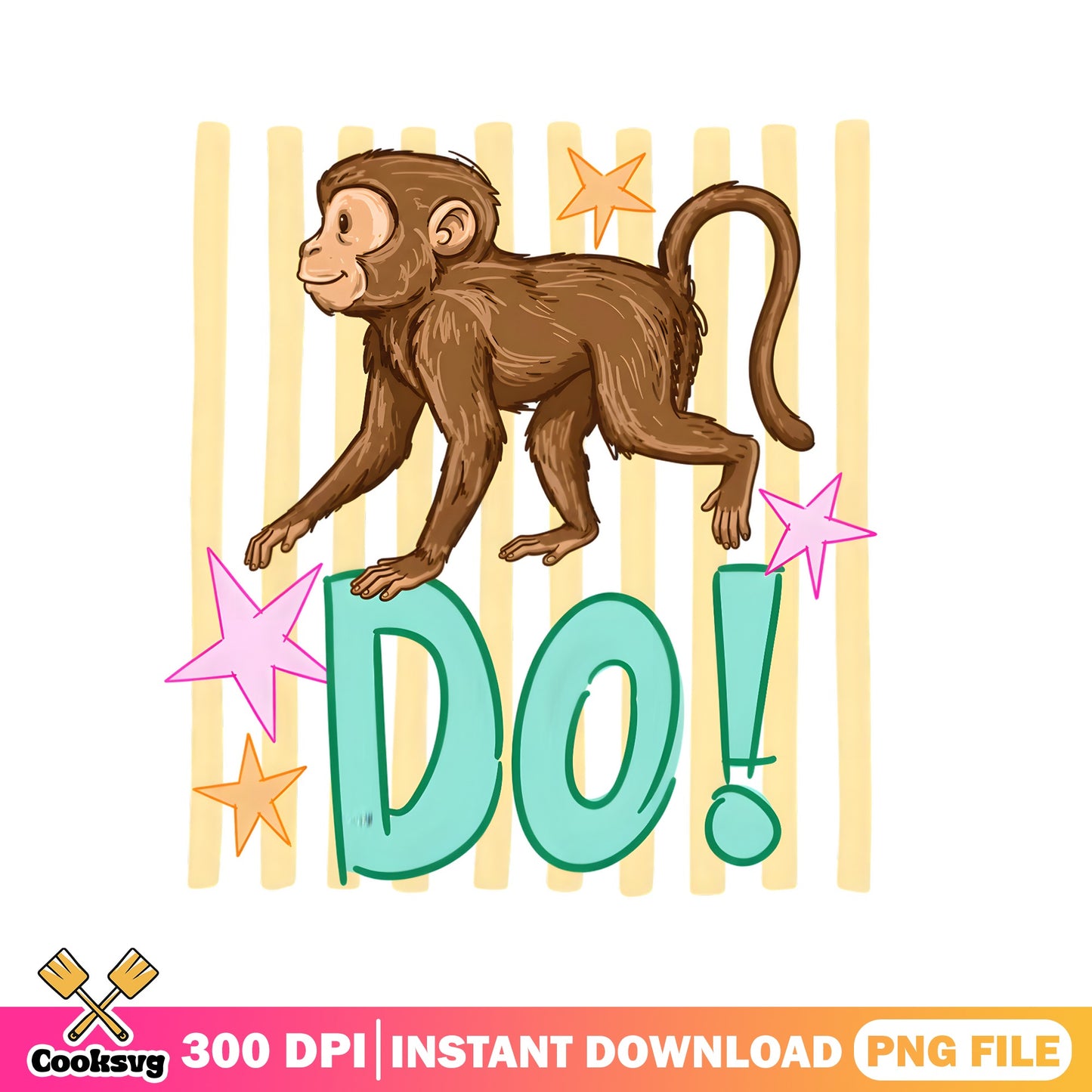 Cute Monkey Do Motivational PNG, Funny Animal PNG, Kids PNG