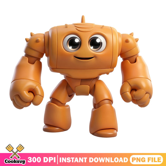 Cute Orange Robot Character PNG, Kawaii Robot Clipart PNG, Kids Robot PNG
