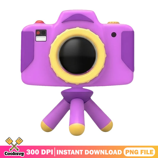 Cute Purple Camera On Tripod Clipart, Kids Camera PNG, Photography PNG