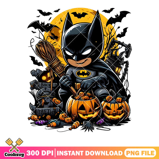 Cute baby batman scary bats png, trick or treat png, halloween night png 