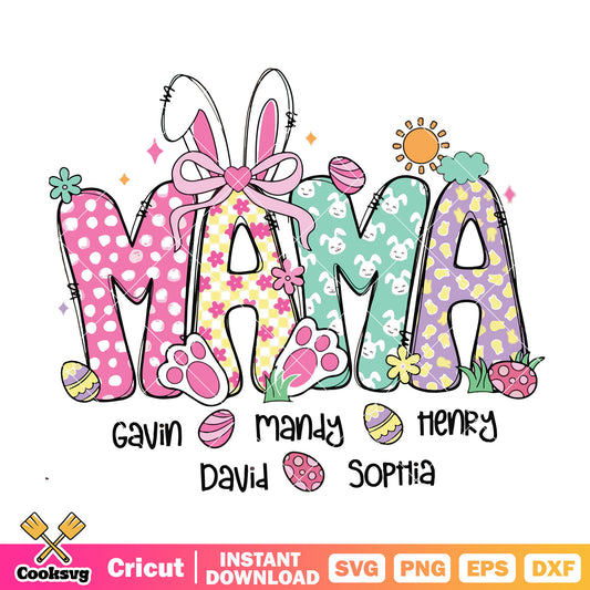 Cute bunny easter mama vibes svg, easter bunny​ svg, cute easter​ svg