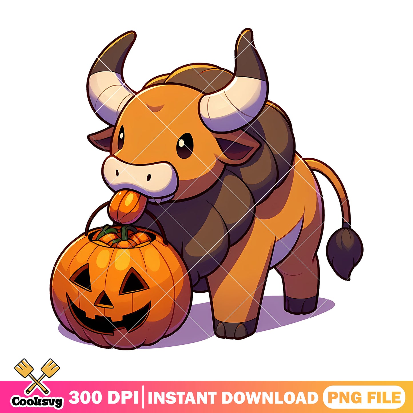 Cute cartoon bull png, halloween movie png, cartoon characters ong