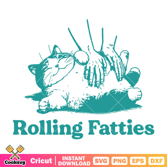 Cute cat rolling fatties design svg, cute cat svg, fat cats​ svg