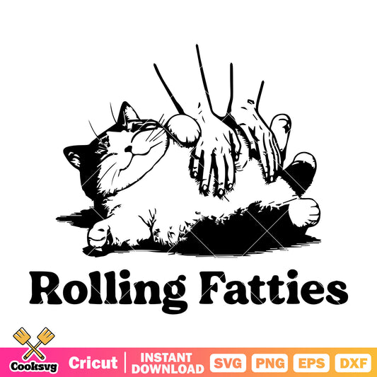 Cute cat rolling fatties svg, cute cat svg, fat cats​ svg