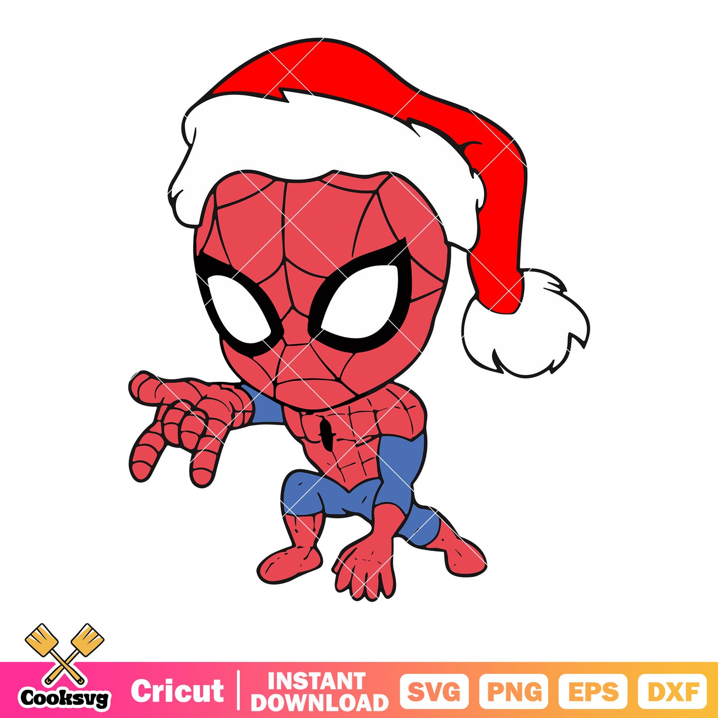Cute chibi spider man svg, santa claus hat svg, super hero poses​ svg