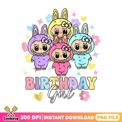 Cute dolls birthday girl labubu png, cute labubu png, birthday girl png