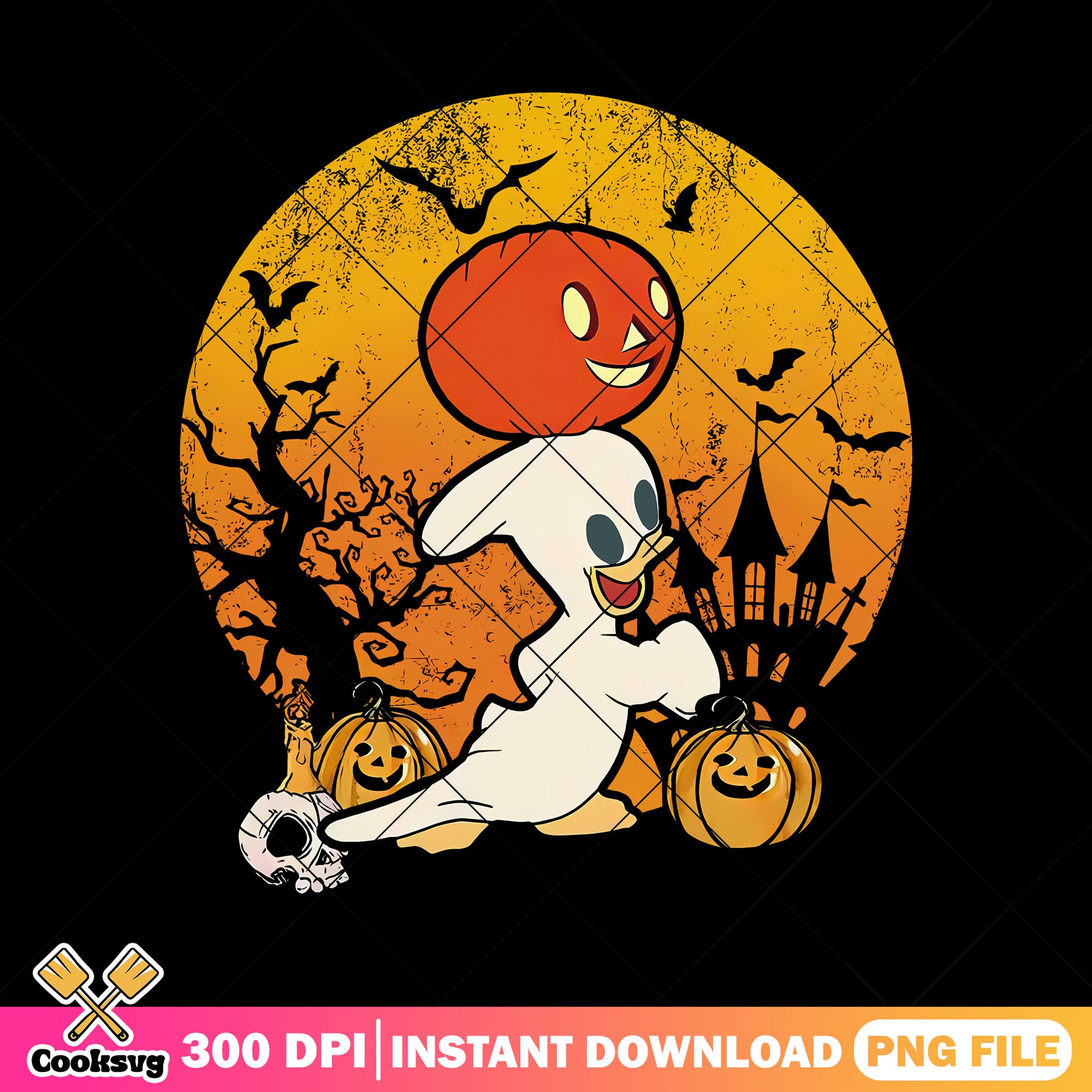 Cute duck ghost png, disney duck png, duck halloween png