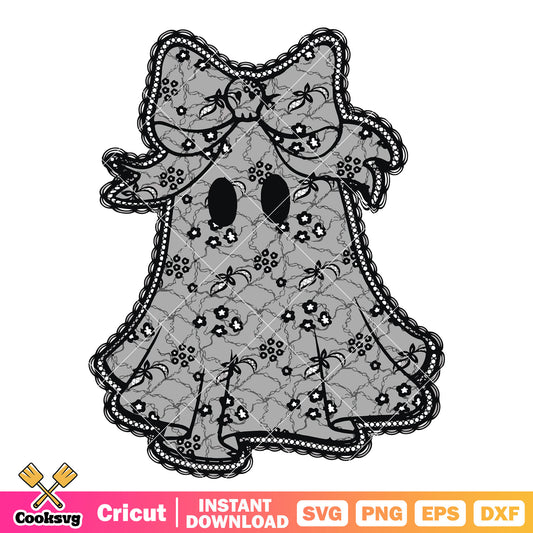 Cute ghost bow tie svg, ghost halloween svg, ghost bow​ svg
