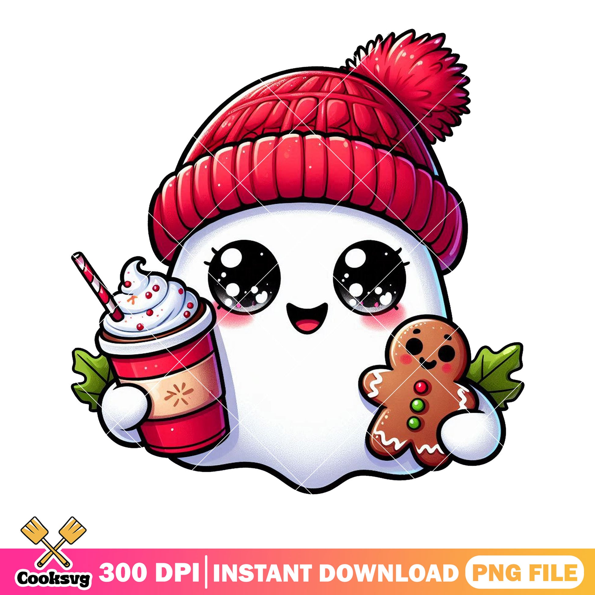 Cute ghost holding png, hot cocoa and cookie png, ghost cartoon png