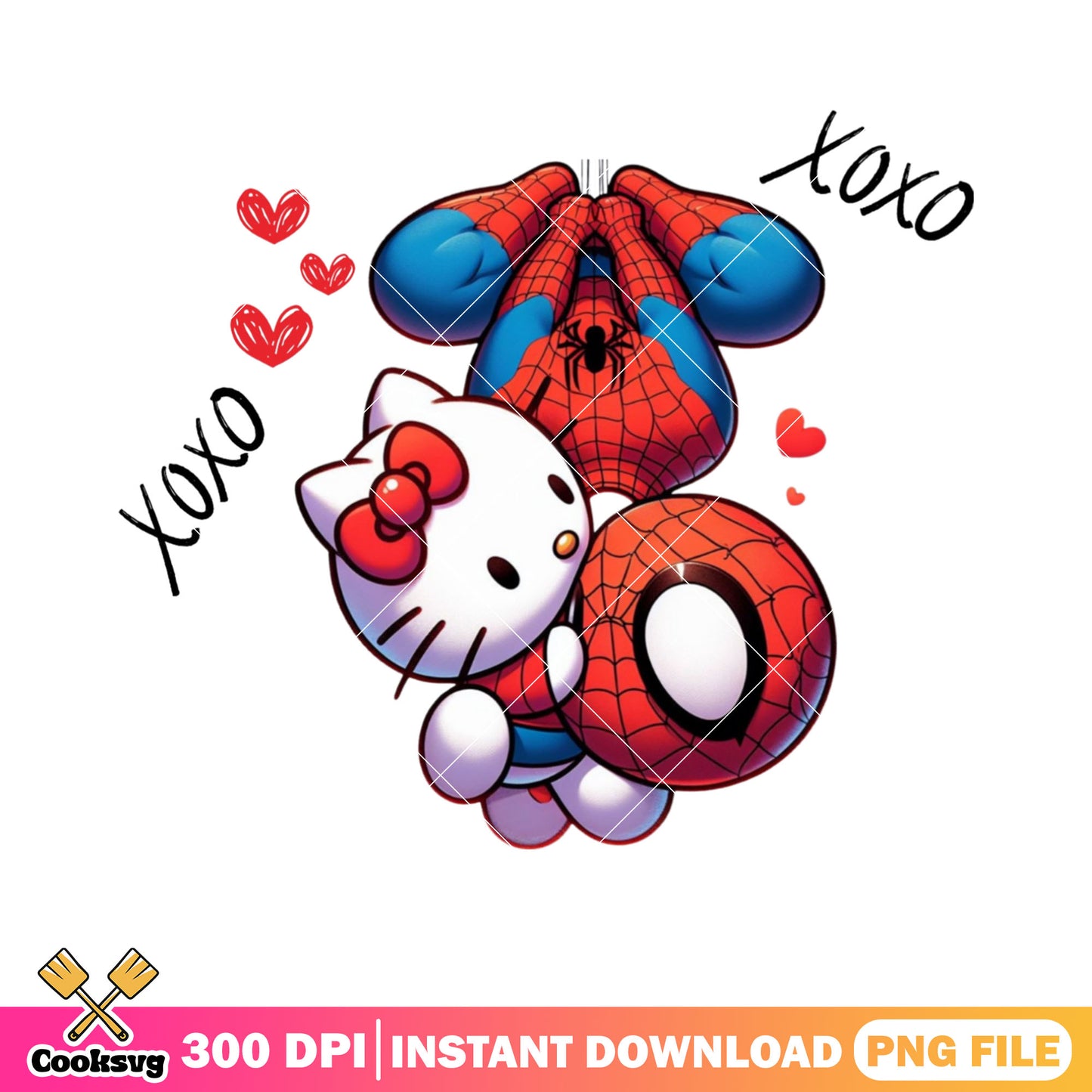 Cute hello kitty valentine png, sanrio png, spiderman png