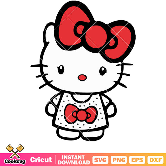 Cute hello kitty with bow tie design svg, hello kitty svg