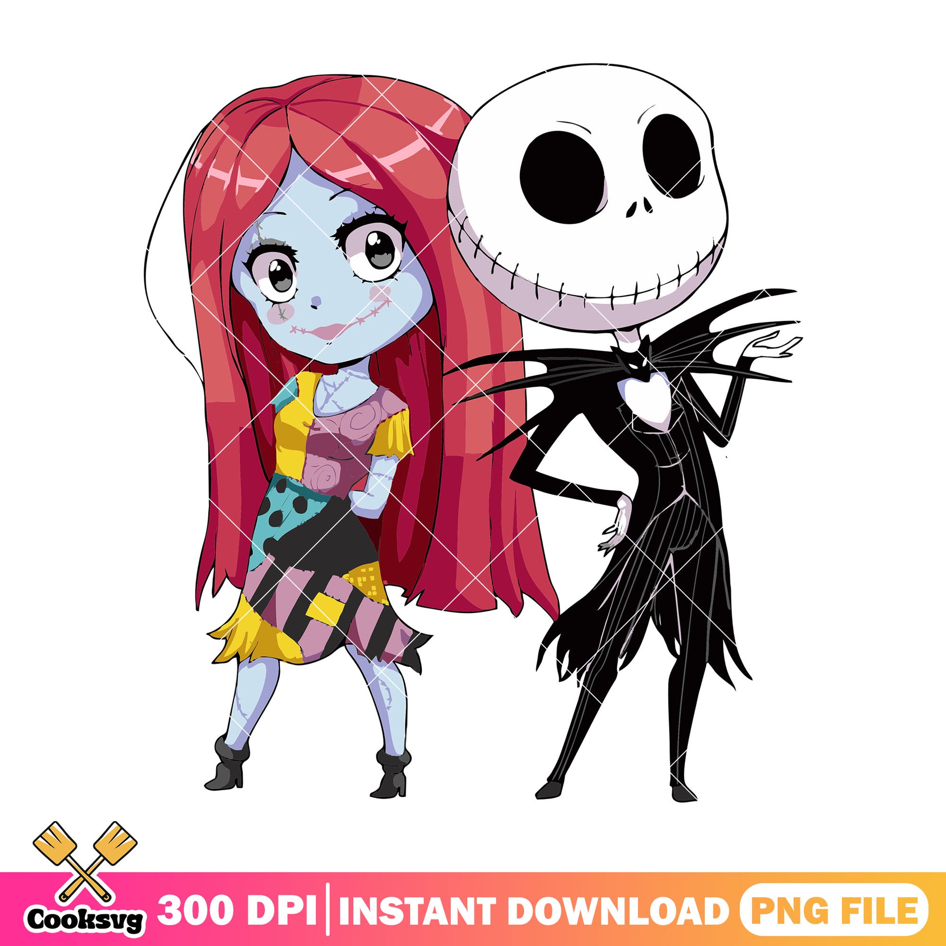 Cute jack sally design png, halloween day png, disney cartoon png