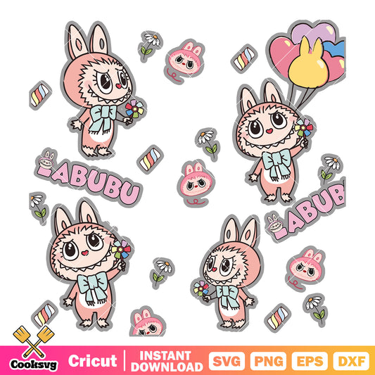 Cute labubu and toys svg, pink labubu svg, labubu near me svg