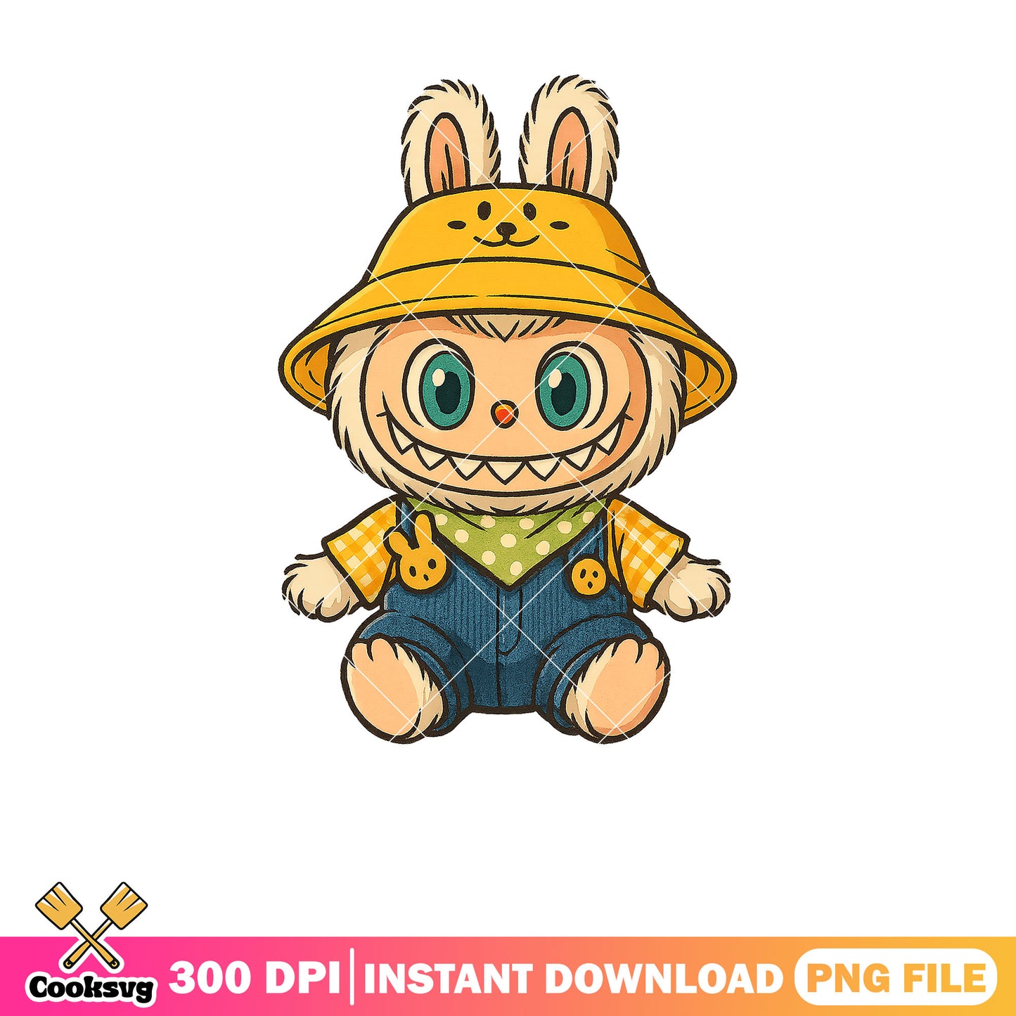Cute labubu with hat png, labubu cartoon png, labubu popmart png