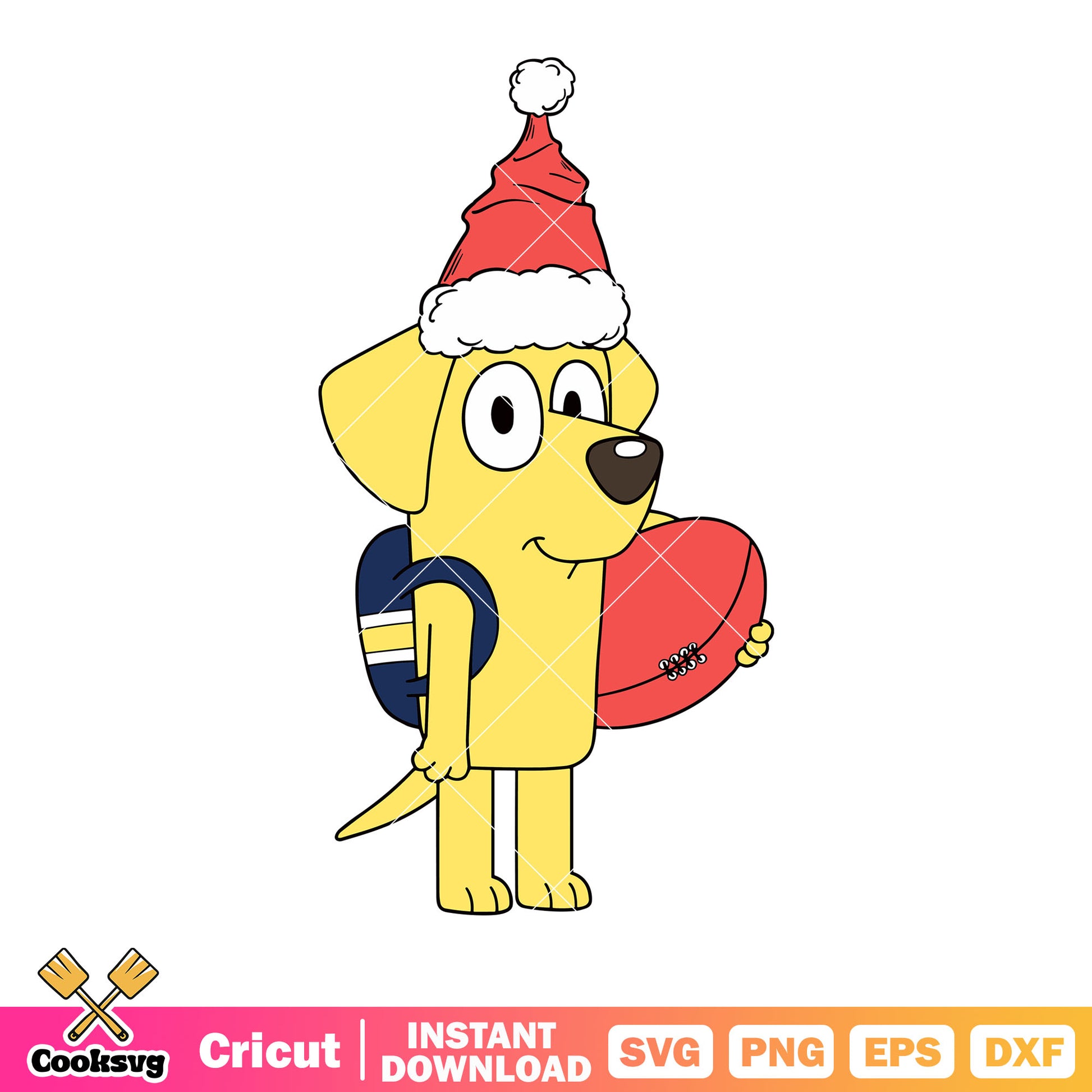 Cute lucky the dog svg, rugby ball svg, santa clause hat svg