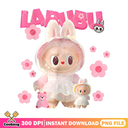 Cute pink labubu monster dolls png, love labubu png, dolls labubu png