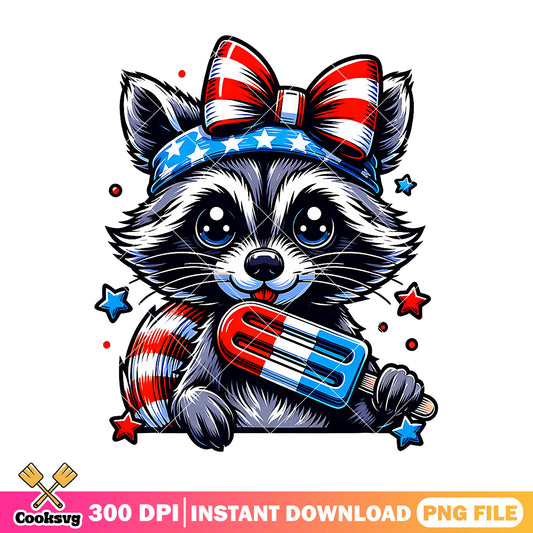 Cute raccoon american girl png, raccoon america png, raccoon girl​ png