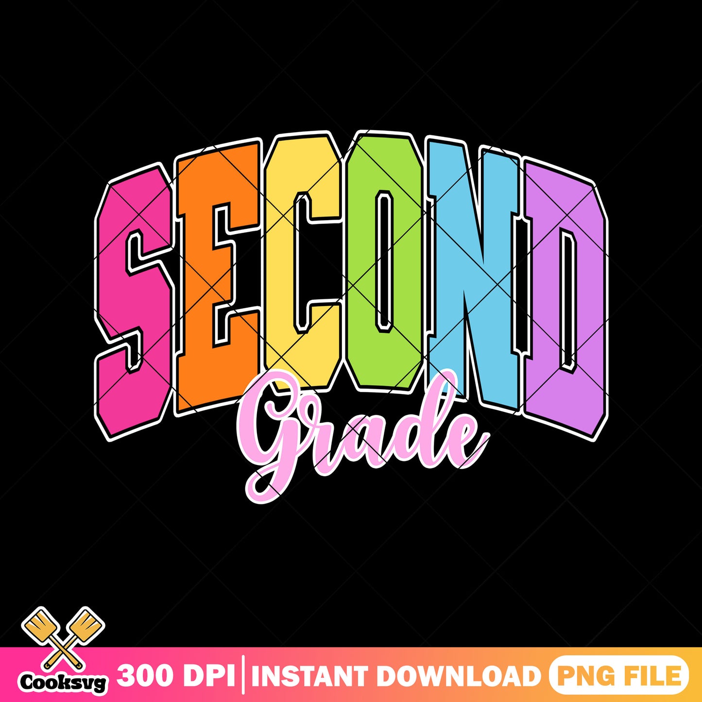 Cute second grade font png, font cute png, back to school decor png