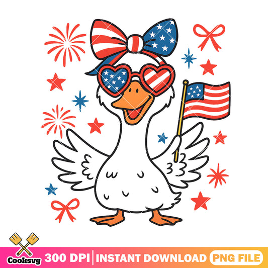 Cute silly goose american png, america goose​ png, america flag png