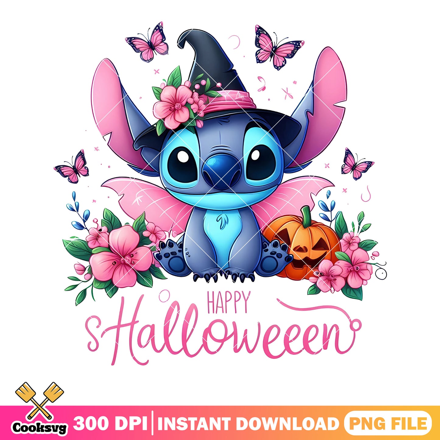Cute stitch  ack o lantern png, pink butterfly png, halloween scary png