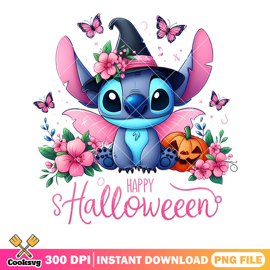 Cute stitch  ack o lantern png, pink butterfly png, halloween scary png