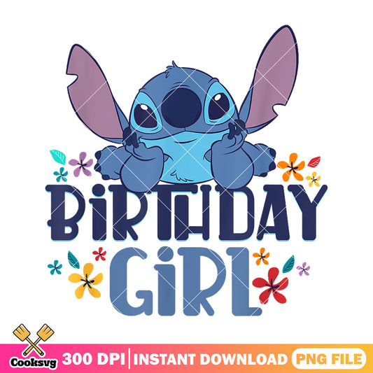 Cute stitch birthday girl png, stitch birthday​ png, birthday girl png