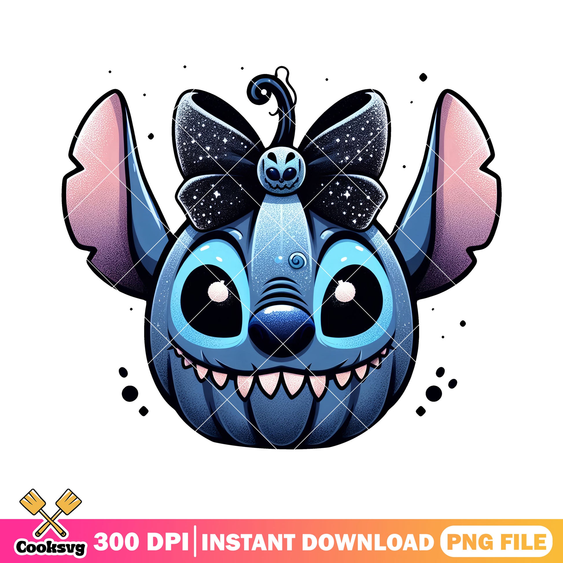 Cute stitch halloween pumpkin design png, happy halloween png