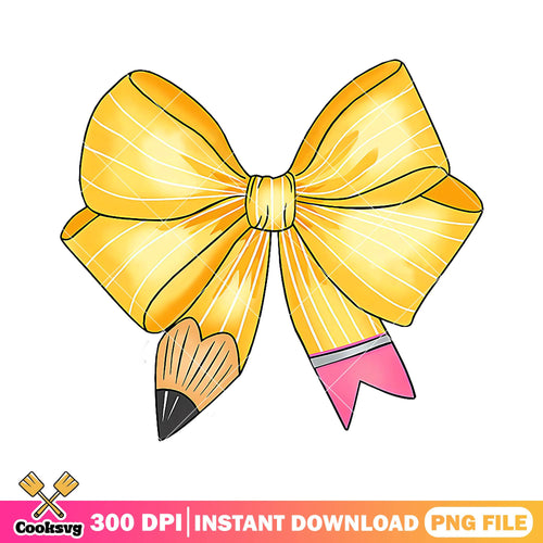 Cute yellow bow png, back to school decor png, bow design png