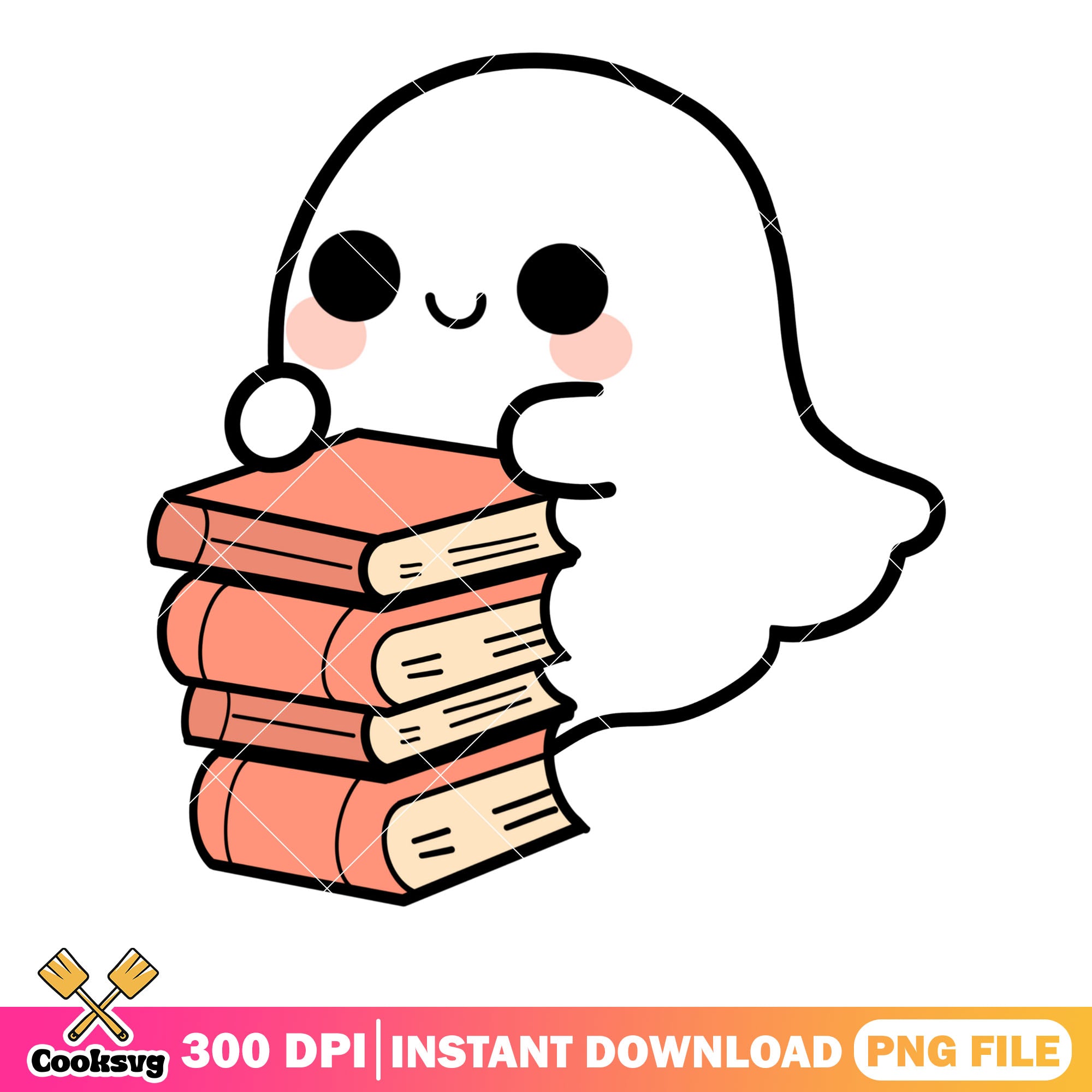 Cutie Study ghost png, pink books png, halloween scary png – Cooksvg